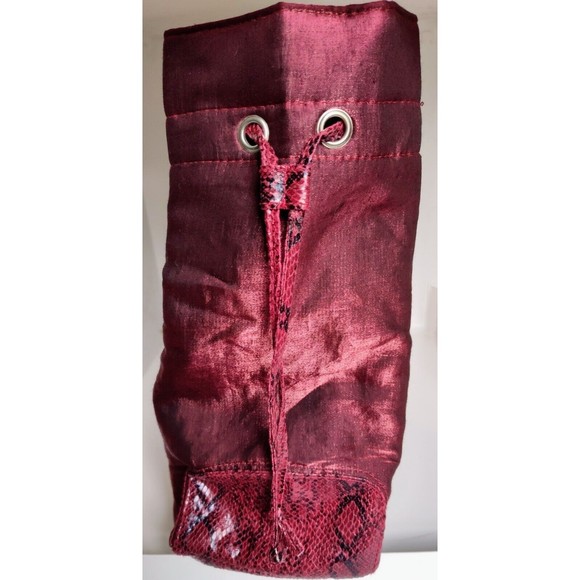 Queen By Queen Latifah -Ruby Red Tote /Crimson Velvet Snake Skin Shoulder Bag - Picture 3 of 7